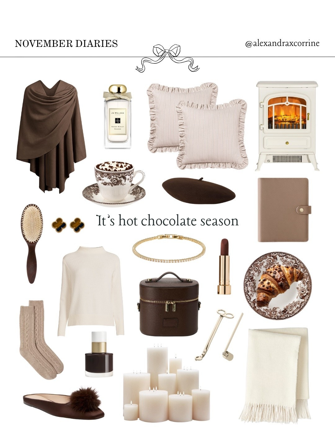 It’s officially hot chocolate season ☕️🤎

#winteraesthetic #hotchocolate #cozyseason #moodboardaesthetic #pinterestinspo 

[ hot chocolate season, hot cocoa, chocolate brown, ber months, cozy winter aesthetic, Ralph Lauren, Nancy Meyers, homebody aesthetic, cozy at home, Pinterest mood board aesthetic ]

#LTKStyleTip