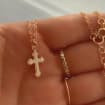 14k GF Tiny Gold Cross Necklace Dainty Cross Necklace Small | Etsy | Etsy (US)