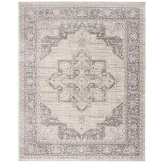 Brentwood Cream/Gray 9 ft. x 12 ft. Floral Medallion Border Area Rug | The Home Depot