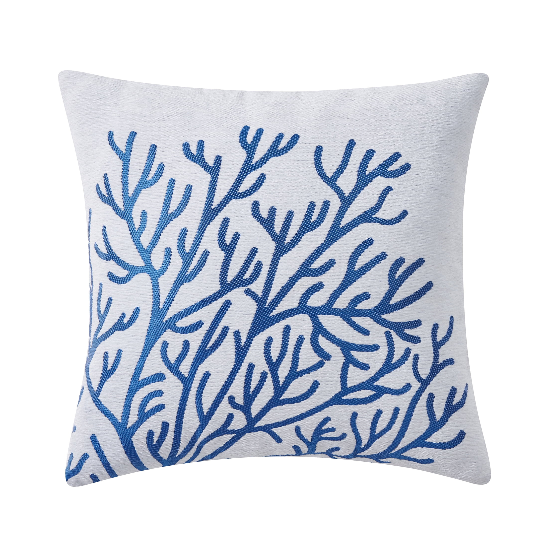 Mainstays Coral Decorative Pillow, 18" x 18", White and Blue | Walmart (US)