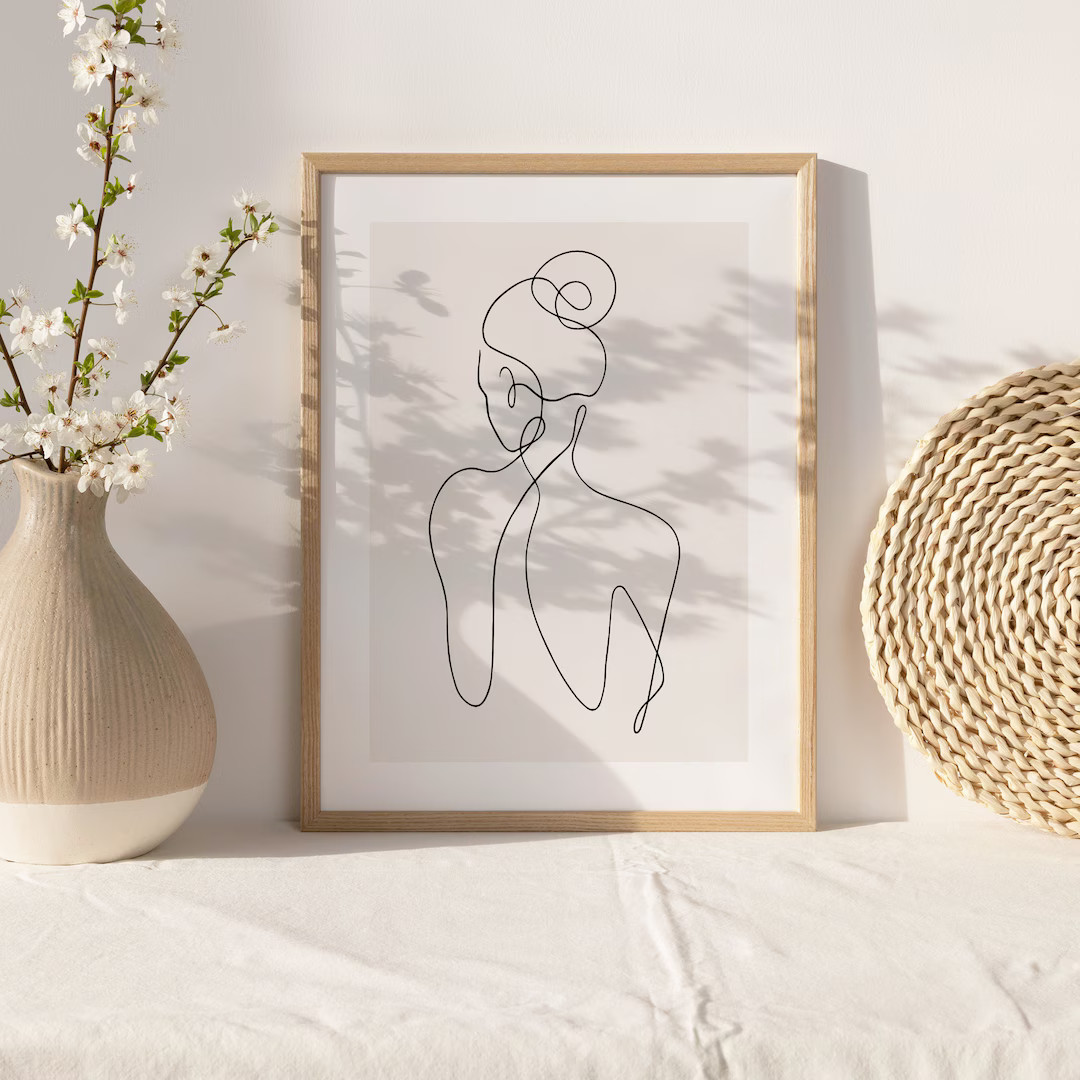 Woman Line Drawing Art Print, Minimalist Feminine One Line Wall Home Decor, Female Body Print Pos... | Etsy (US)