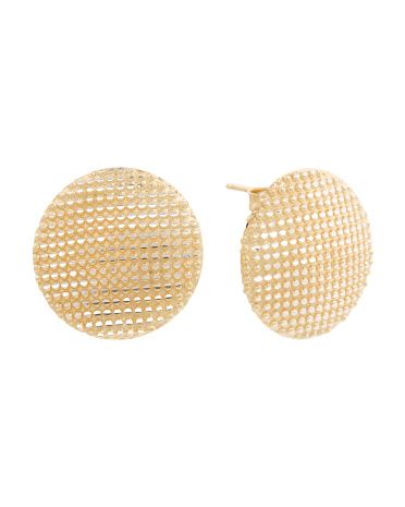 Made In Italy 18kt Gold Plated Beaded Disc Earrings | TJ Maxx