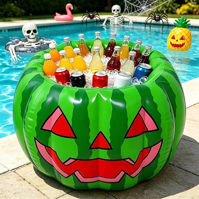 Cosweet Summer Halloween Inflatable Watermelon Cooler for Pool Party - 30" x 20" Large Spooky Blo... | Amazon (US)