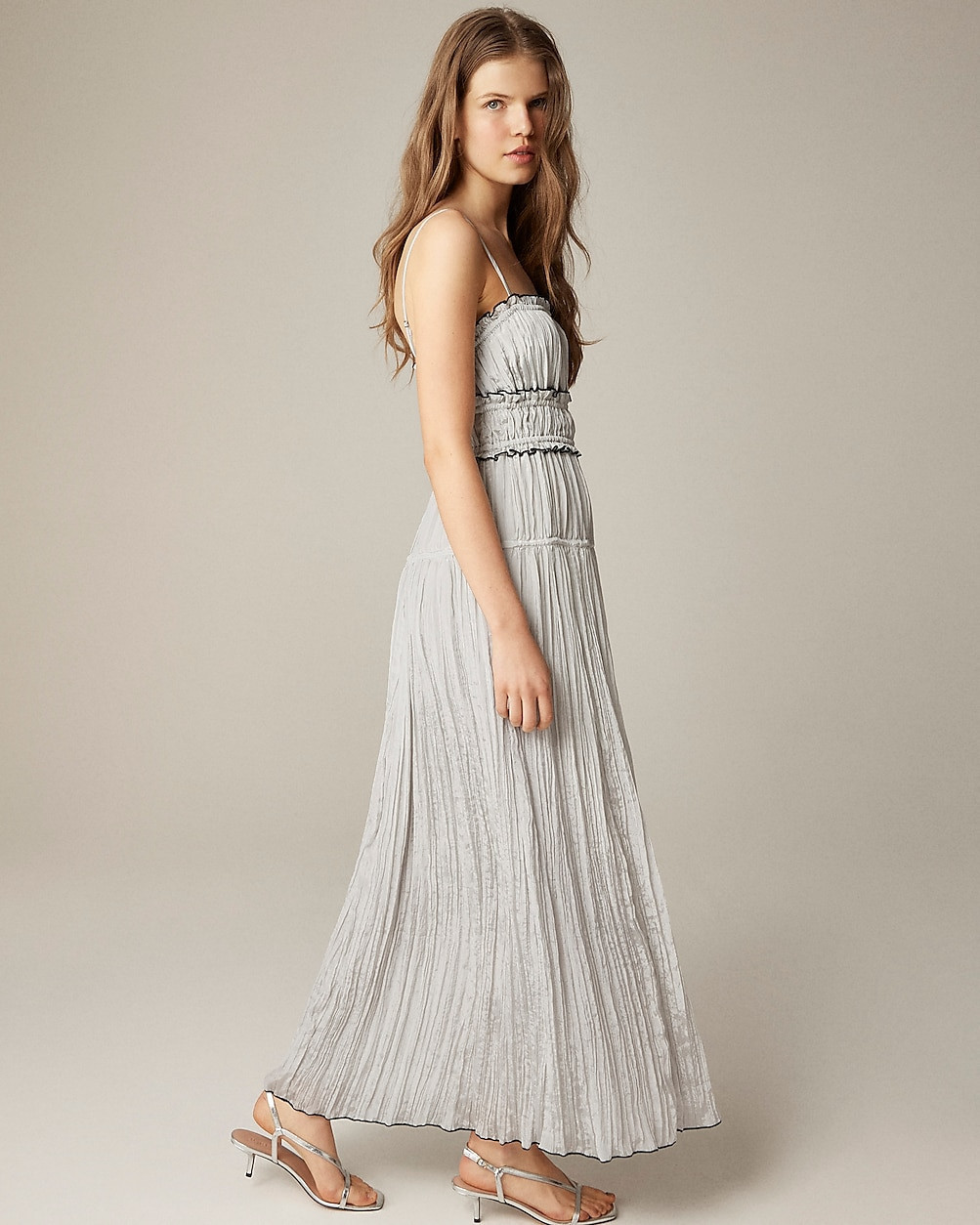 Crinkled ruffle-trim dress | J. Crew US