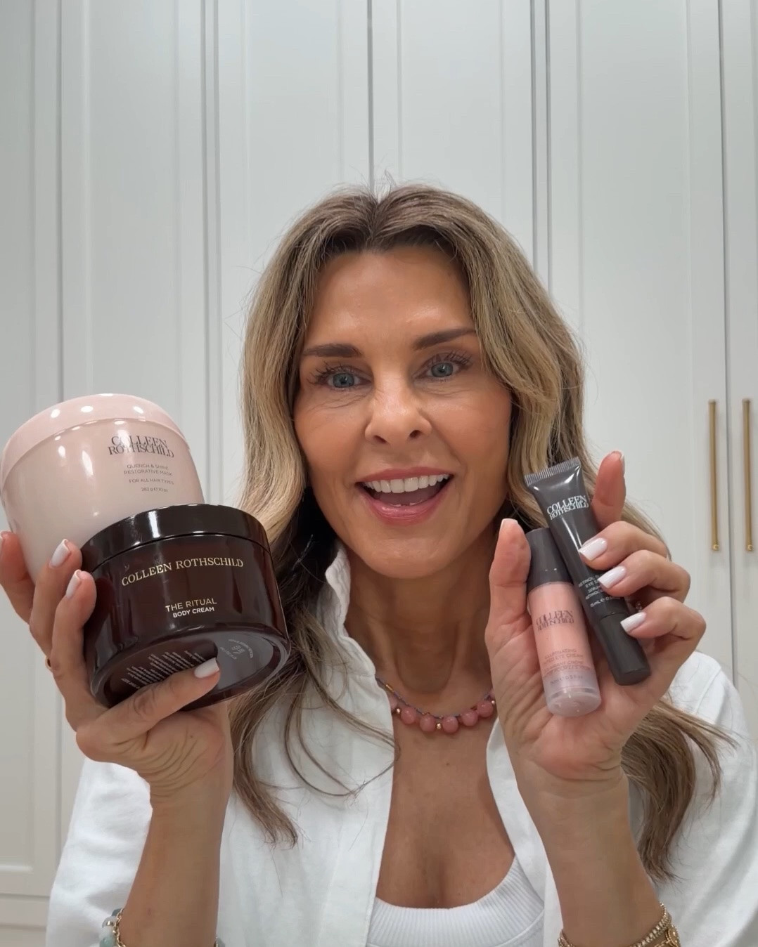 Some of my holy grail products I now have a code for you!! 
Use code HERFASHIONEDLIFE20 at checkout for 20% off! 

Highly recommend the body lotion for smooth glowing skin, under eye brighter and hair mask is a favorite! 

@Colleen Rothschild #colleenrothschildpartner

#LTKOver40 #LTKBeauty