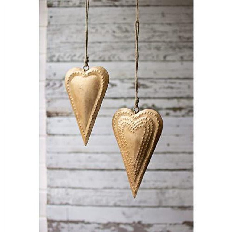SET OF TWO ANTIQUE BRASS METAL HEARTS - Walmart.com | Walmart (US)