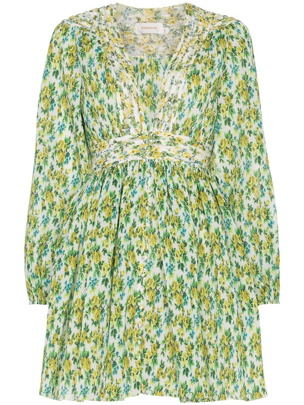 Zimmermann Silk Golden Plisse Mini Dress - Green | FarFetch Global