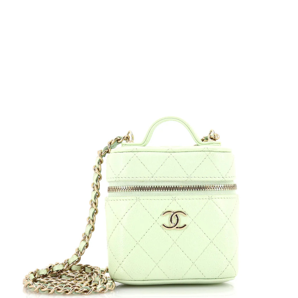 Handle with Care Vanity Case with Chain Quilted Caviar | Rebag