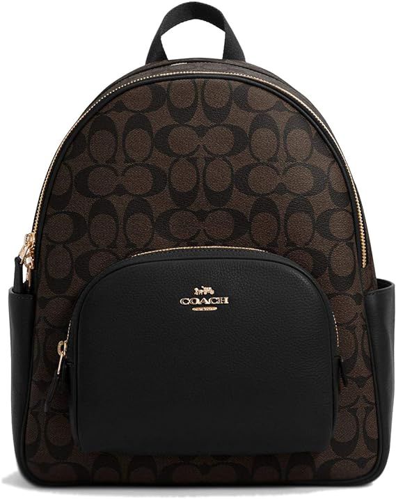 Coach Women's Court Backpack In Signature Canvas (Brown - Black) | Amazon (US)