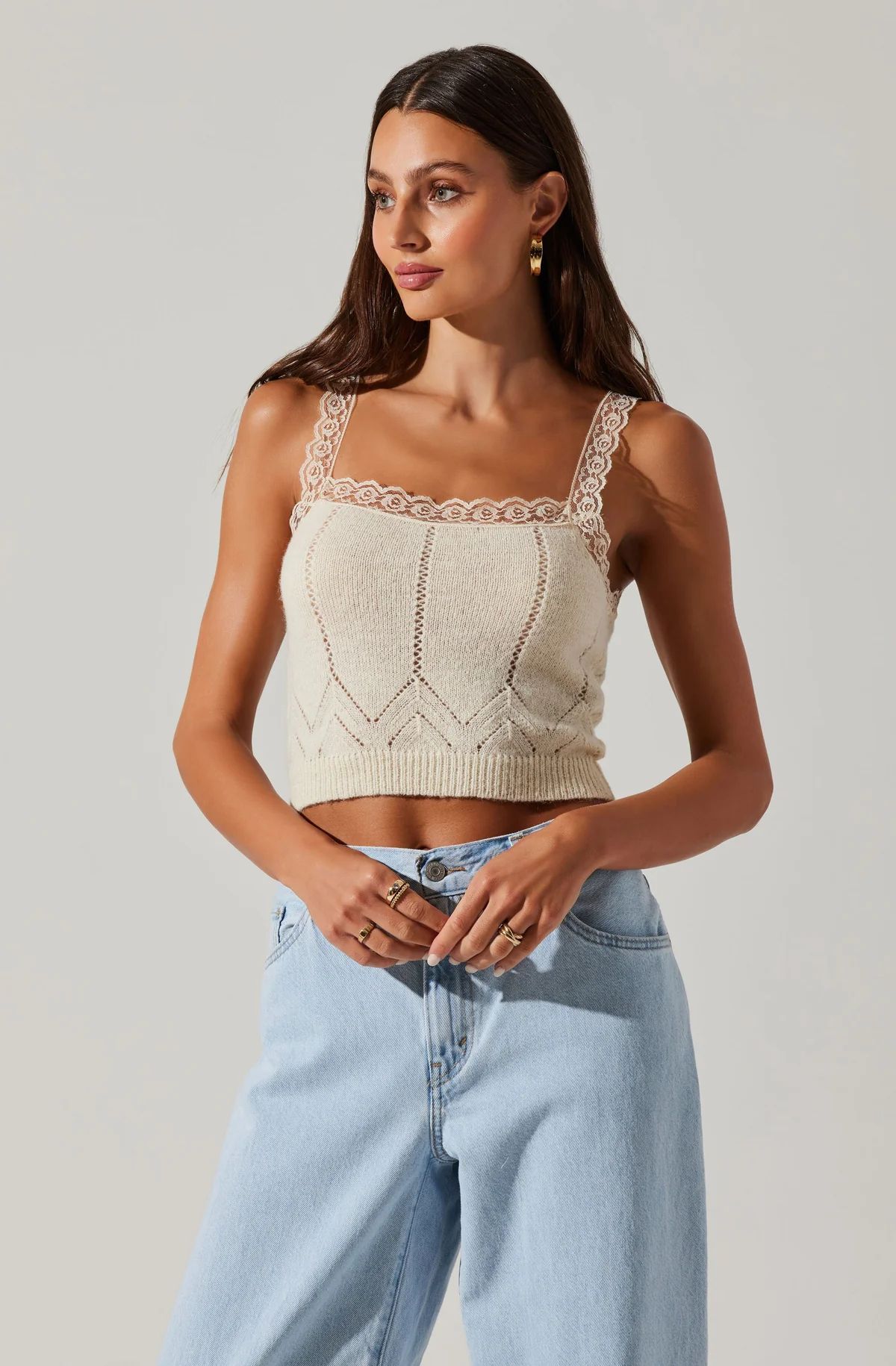 Arlie Lace Trimmed Sweater Tank | ASTR The Label (US)