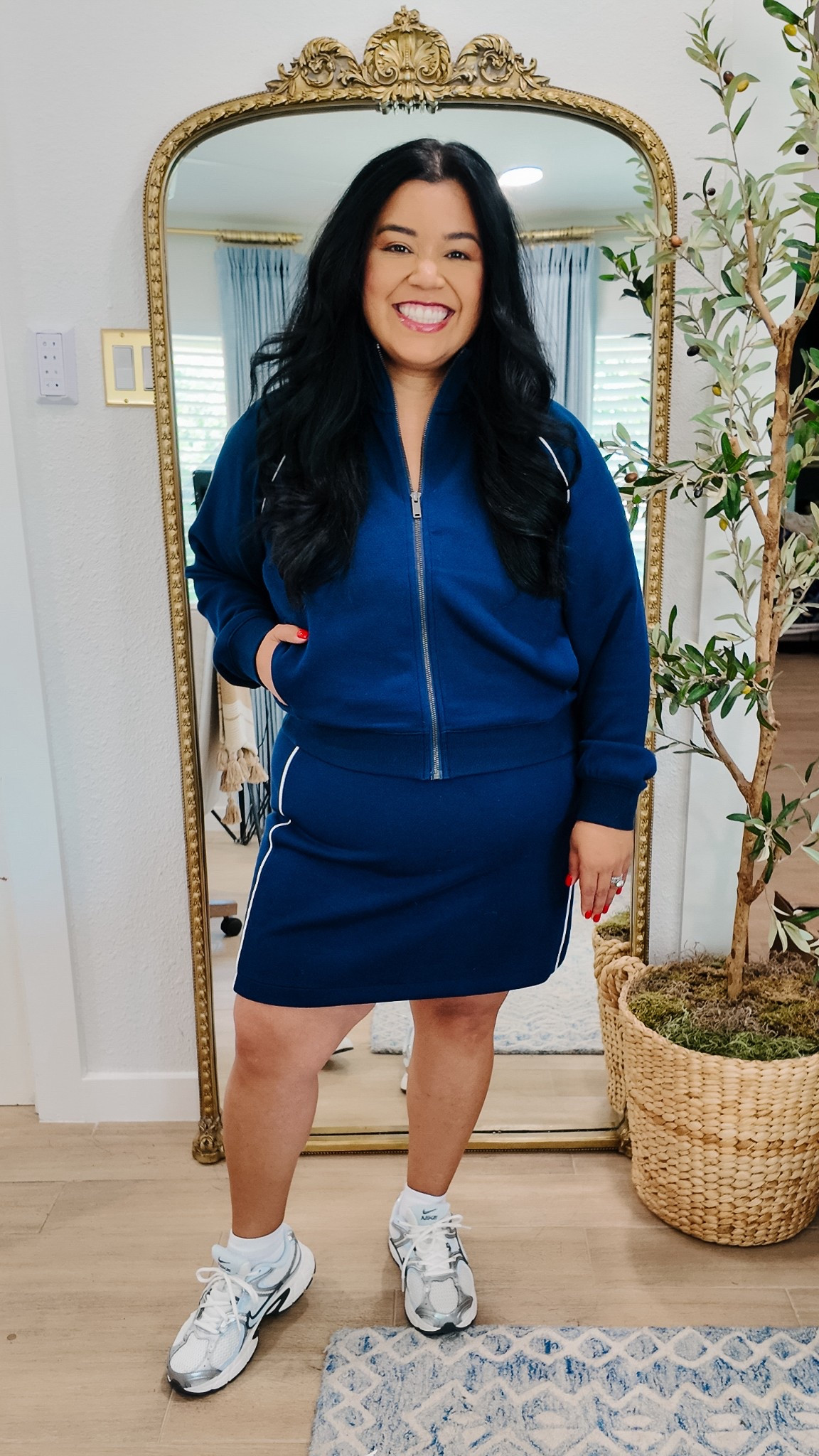 This is from the new Spanx Pique Polo line and I’m wearing a Large in the track jacket and the skirt. The skort has shorts underneath with a pocket for a phone. 

Activewear, travel outfit, track suit, Spanx air essentials, tennis outfit, pickleball outfit, smiles and pearls, plus size activewear, midsize activewear, airport outfit, travel outfit 

#LTKActive #LTKPlusSize #LTKPetite
