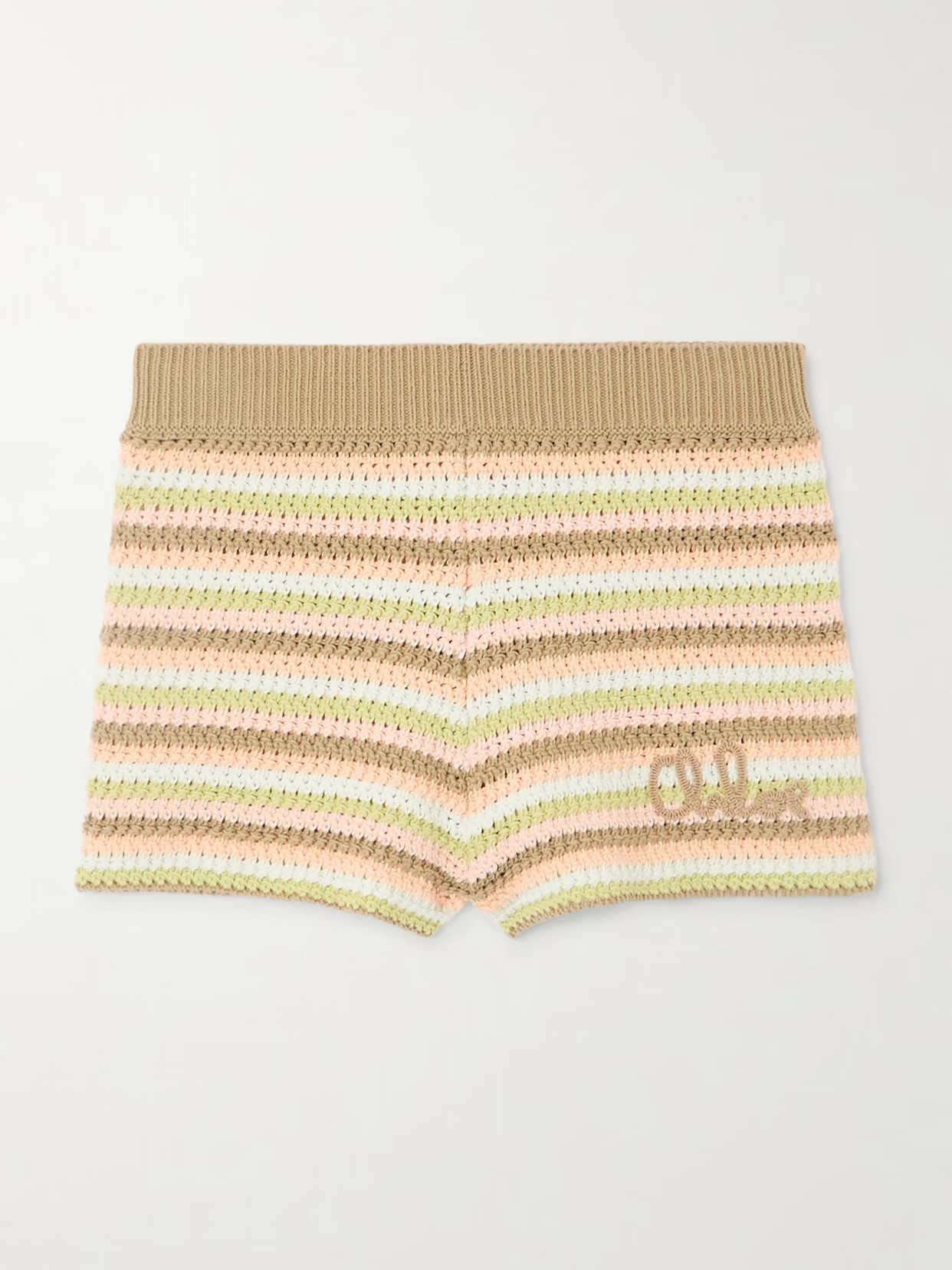 Chloé - Embroidered Striped Crocheted Cotton Shorts - Neutral | NET-A-PORTER (UK & EU)