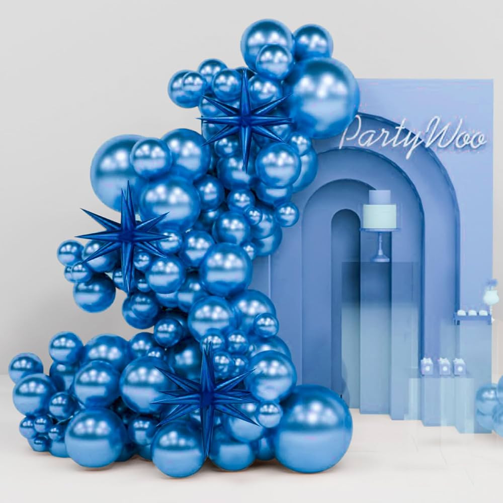 PartyWoo Metallic Blue Balloons, 130 pcs 22 Inch Star Balloons and Metallic Blue Balloons Differe... | Amazon (US)