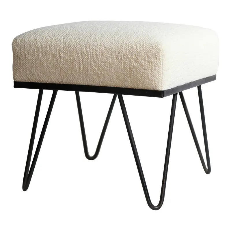 Mid Century Footrest Ottoman Pouf | Chairish