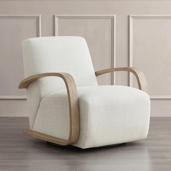 Eli Swivel Accent Chair with U-Shaped Wood Arm | Overstock.com Shopping - The Best Deals on Livin... | Bed Bath & Beyond
