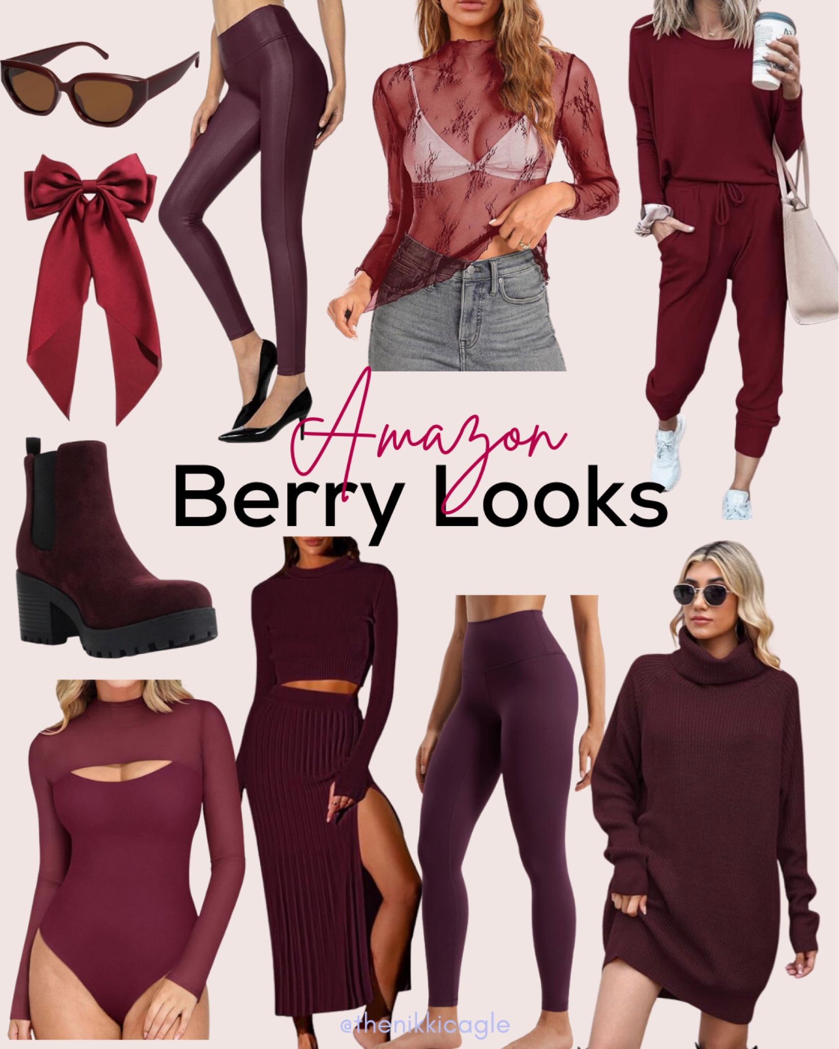 Burgundy berry Amazon looks for the holidays - all on sale for Black Friday, Cyber Monday!

Sweater dress. Booties. Lounge set. Lace long sleeves. Liquid leggings. Dress set. Bodysuit  

#LTKCyberWeek #LTKFindsUnder50 #LTKHoliday