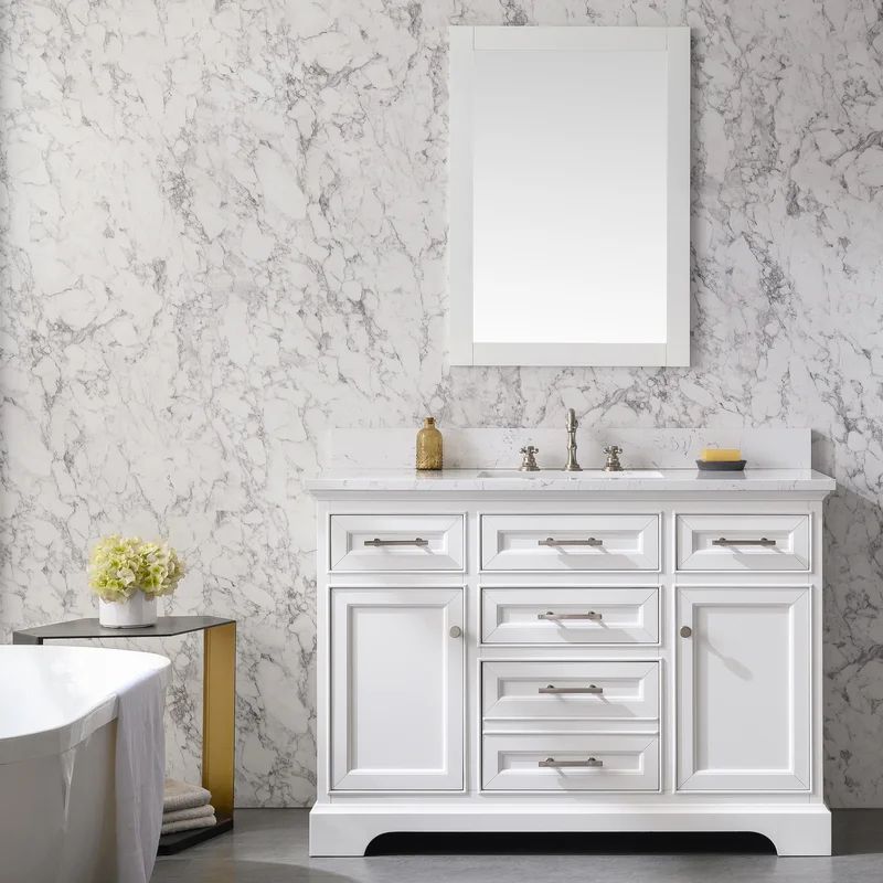 Thompson 48'' Single Bathroom Vanity with Stone Top | Wayfair North America