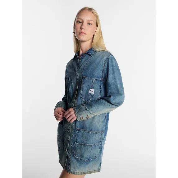 Kacey Lee Women's Denim Chore Dress with Long Sleeves, Sizes S-XXL | Walmart (US)