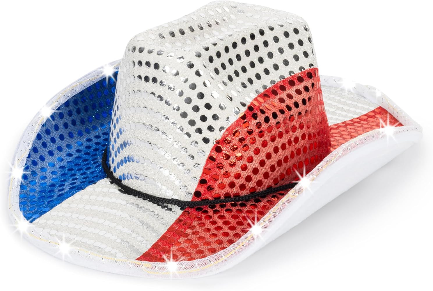 Sparkly US-Flag Western Cowboy Hat - 4th of July Red White Blue Sequin Cowgirl Hat for Independen... | Amazon (US)
