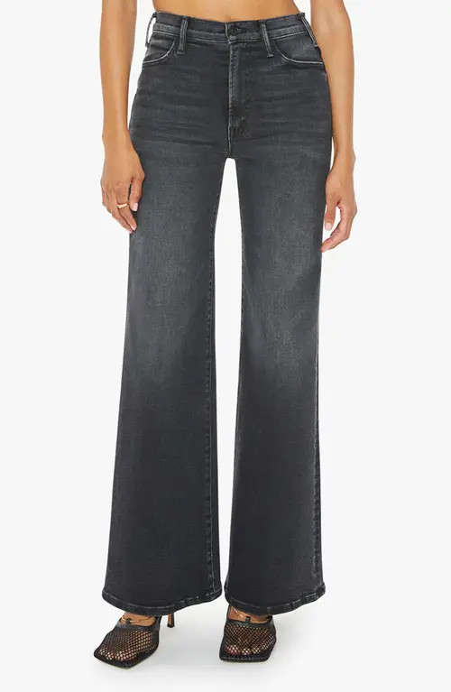 MOTHER The Hustler Roller Sneaker Flare Leg Jeans in Not Today Satan at Nordstrom, Size 31 | Nordstrom