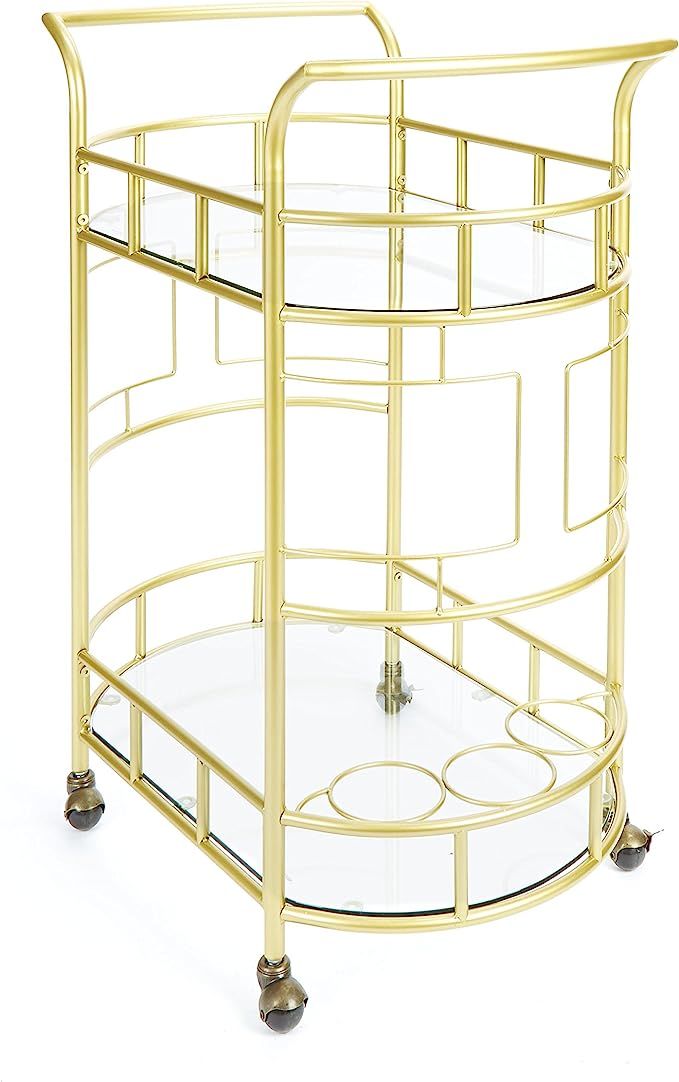 Silverwood FS1133B-COM Sinclair 2-Tier Serving Cart 2, 17" L x 26.5" W x 34.5" H, Gold | Amazon (US)