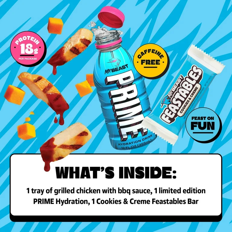 Lunchly Meal Kit, Mr Beast BBQ Chicken Dippers with Feastables Chocolate and Prime Hydration - Wa... | Walmart (US)