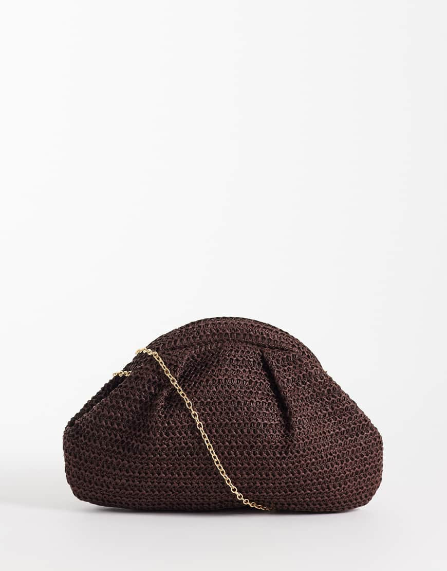 Glamorous straw pillow clutch purse in brown | ASOS (Global)