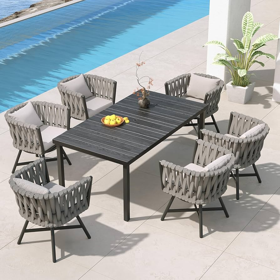 Grand patio 7-Piece Outdoor Dining Set for 6, Patio Dining Furniture Set for 6 Swivel Rope Wicker... | Amazon (US)
