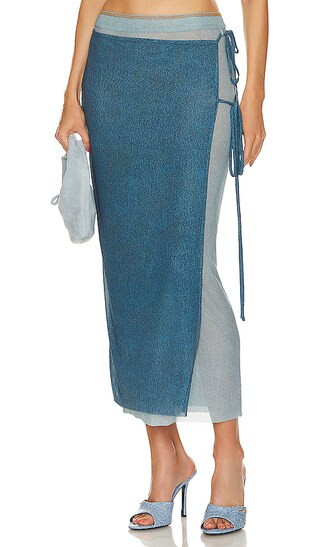 Hayden Wrap Skirt in Spliced Denim | Revolve Clothing (Global)