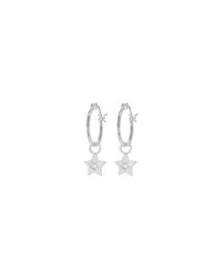 Sterling Silver Hoop Star Drop Earrings | Simply Be (UK)