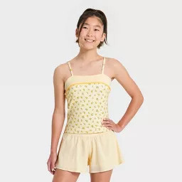 Girls' Piped Tank Top - All In Motion™ Yellow L | Target