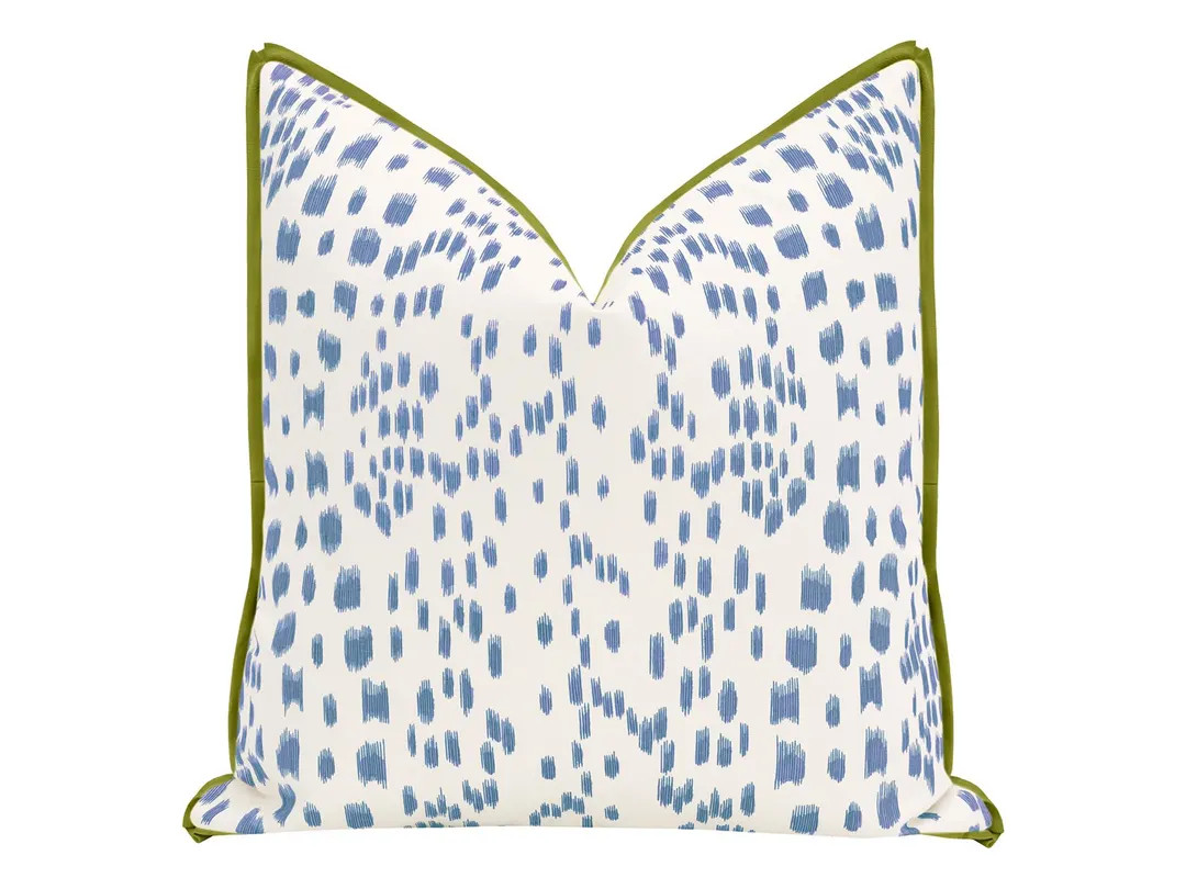 Brunschwig & Fils Les Touches // Cadet with Butterfly Flange | Flamestitch | flange pillow | blue... | Etsy (US)