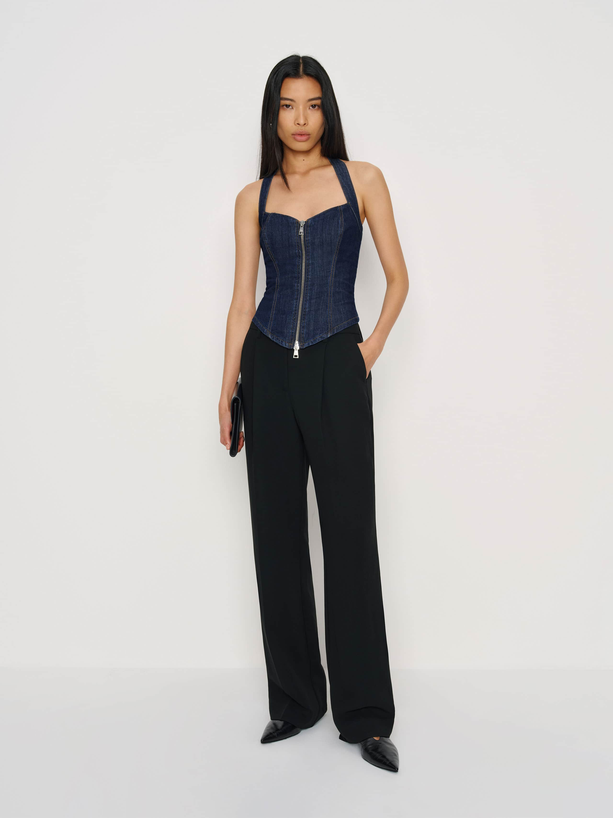Reformation Kessie Denim Top Blue 10 | Reformation (Global)