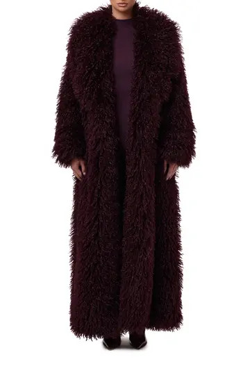 Naked Wardrobe Faux Shearling Coat in Dark Plum at Nordstrom Rack, Size Small | Nordstrom Rack