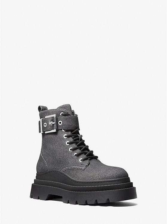 Colby Denim Print Leather Combat Boot | Michael Kors CA
