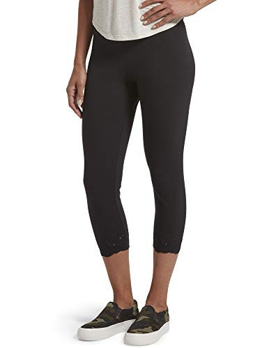 HUE Women’s Fashion Cotton Capri Leggings, Black - Swirl, Small | Amazon (US)