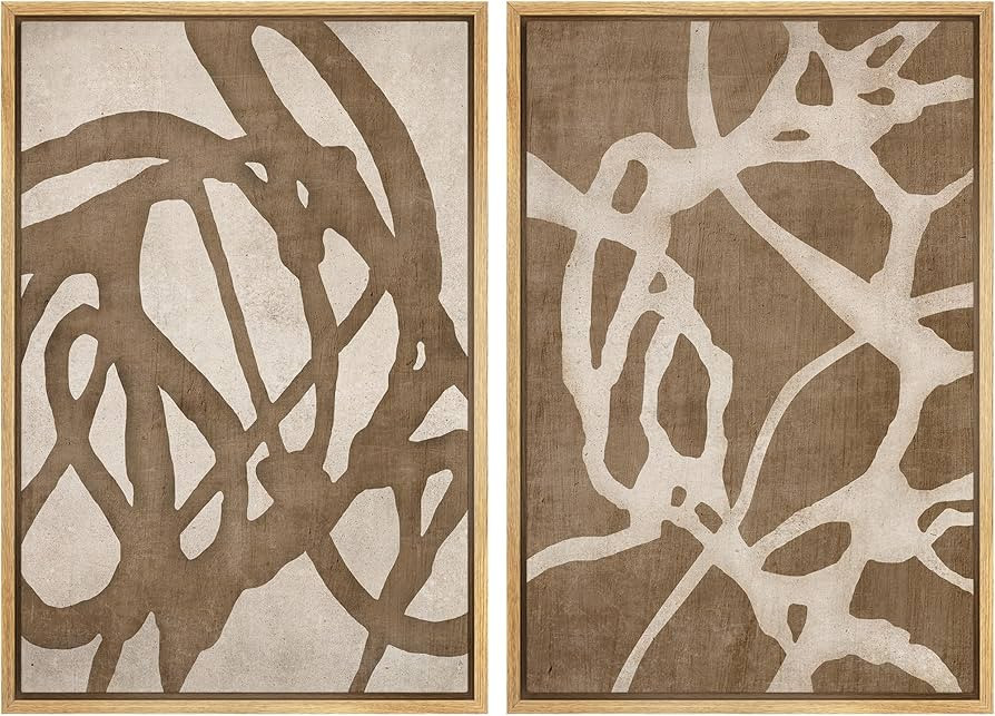 SIGNWIN Framed Canvas Print Wall Art Set Natural Flow Abstract Earth Tone Organic Shapes Cozy Neu... | Amazon (US)