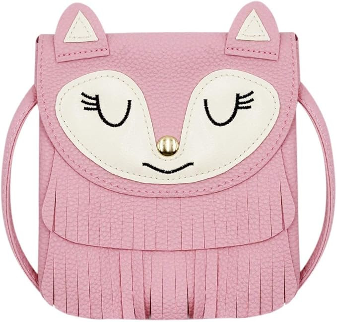 ZGMYC Fox Tassel Shoulder Bag Small Coin Purse Crossbody Satchel for Kids Girls, Large Pink (5.9 ... | Amazon (US)
