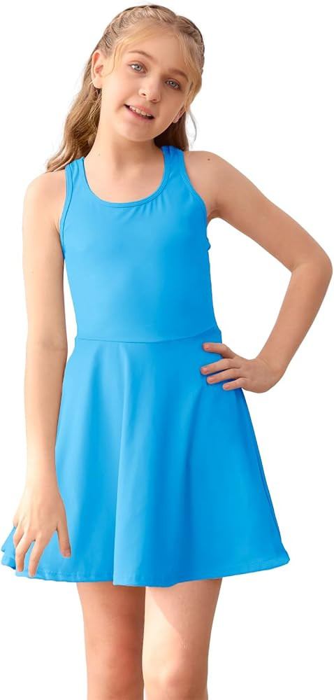 Haloumoning Girls Sleeveless Tennis Dress Kids Racerback Golf Dress School Sports Dresses Outfit ... | Amazon (US)