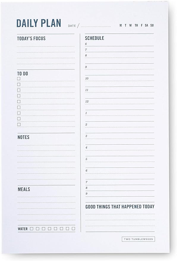 Daily to Do List Planner Notepad - Desktop Planning Pad with Daily Schedule, Meal and Water Intak... | Amazon (US)