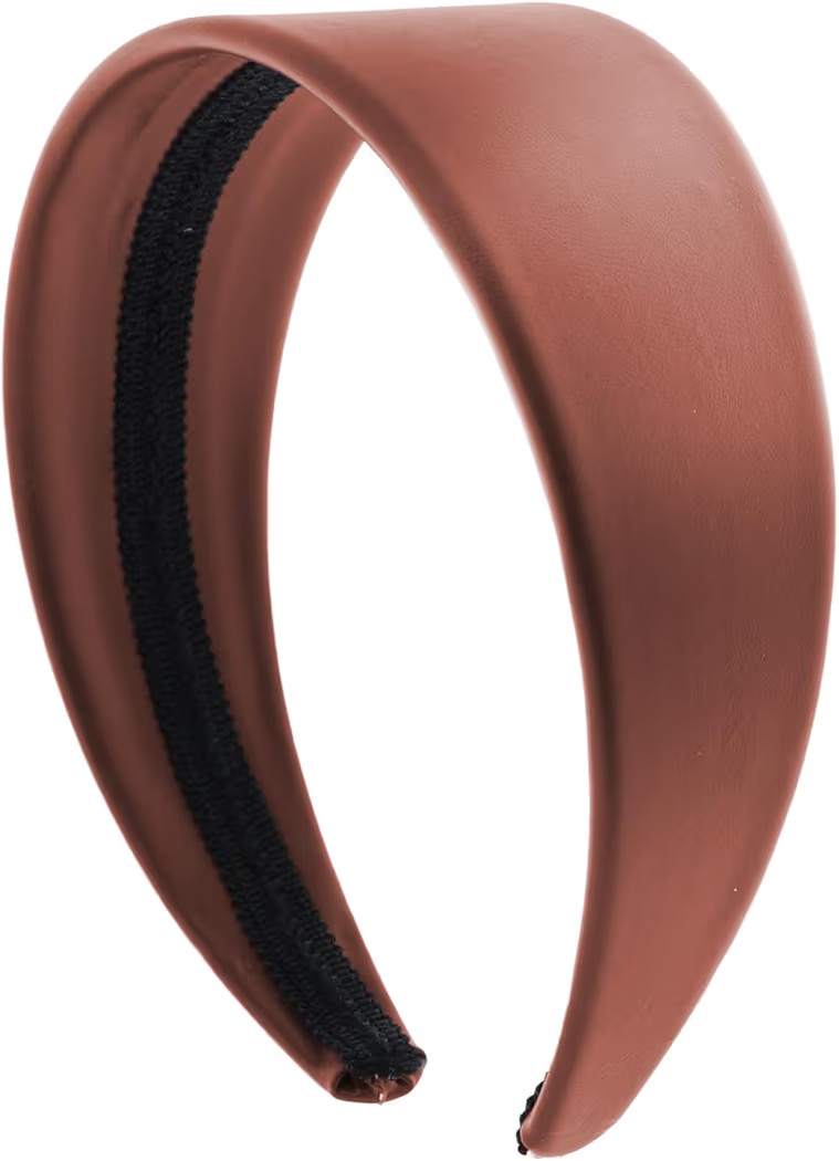 Brown, 2 Inch Wide, Leather Like Headband Hair band | Amazon (US)