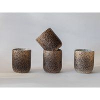 Black Pattern Ceramic Coffee Tumbler, Beige Stoneware Cup Set, Modern No Handle Mug, Minimalist Nord | Etsy (UK)