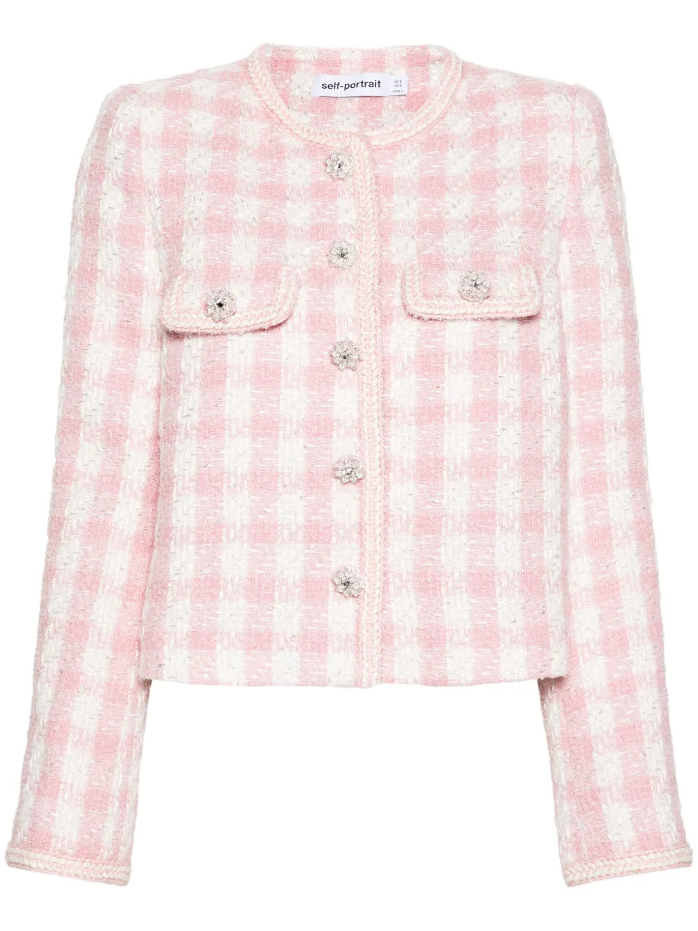 Self-Portrait Checked Tweed Jacket - Farfetch | Farfetch Global