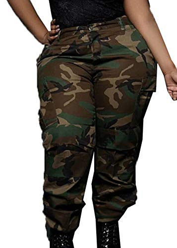 Womens Casual Camo Pants High Waist Cargo Trousers Running Pants Plus Size Camouflage XXL | Amazon (US)