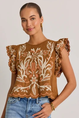 Abby Brown Embroidered Top by THML | Avara