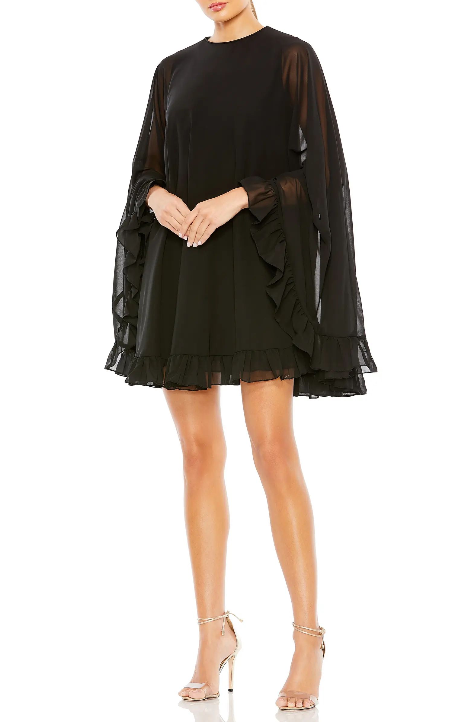 Ruffle Long Sleeve Chiffon Minidress | Nordstrom