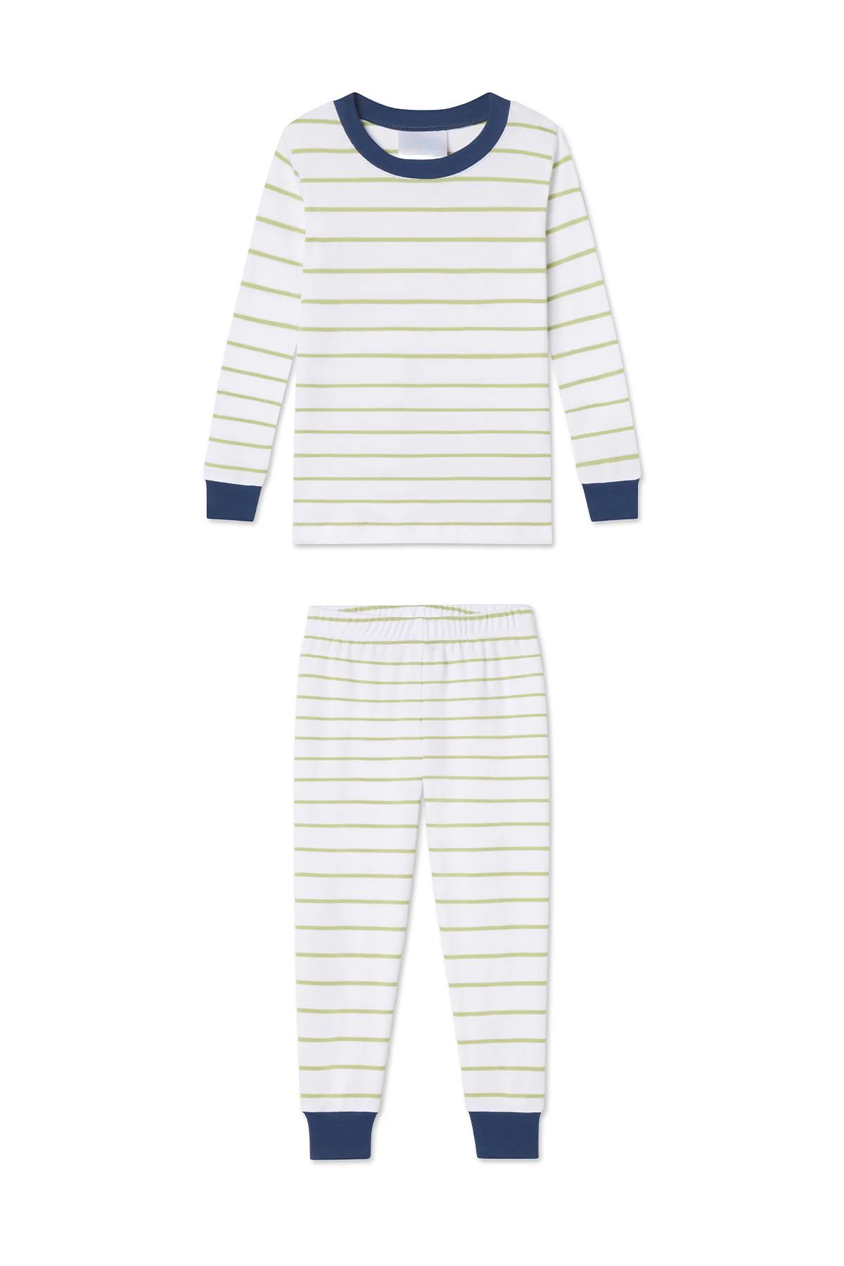 Kids Long-Long Set in Olive Stripe | Lake Pajamas