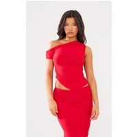 Red Soft Touch Sleeveless Asymmetric Hem Top | PrettyLittleThing UK