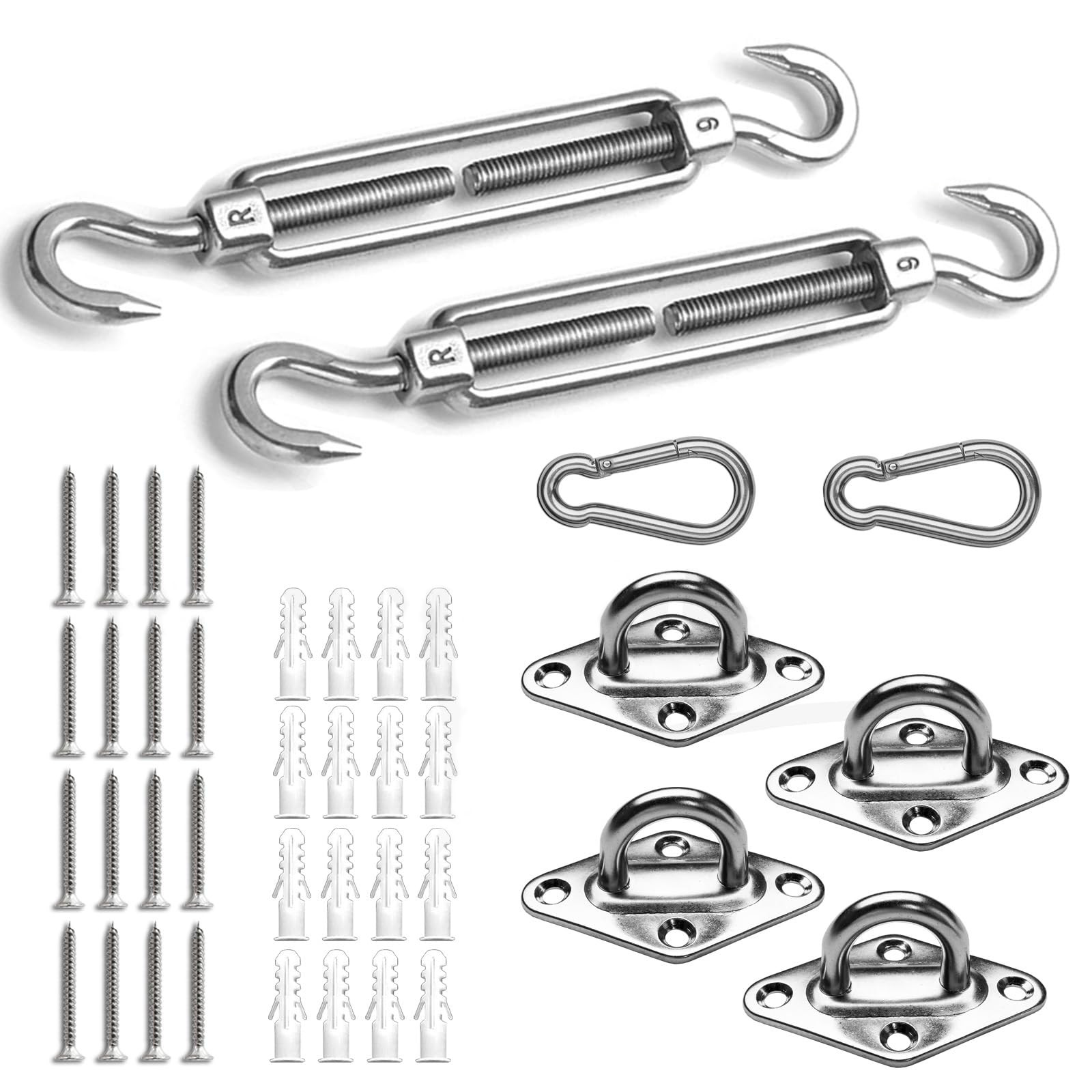 SUNNY GUARD Sun Shade Sail 316 Stainless Steel Hardware Kit 6 Inch for Rectangle Shade Sail Insta... | Amazon (US)