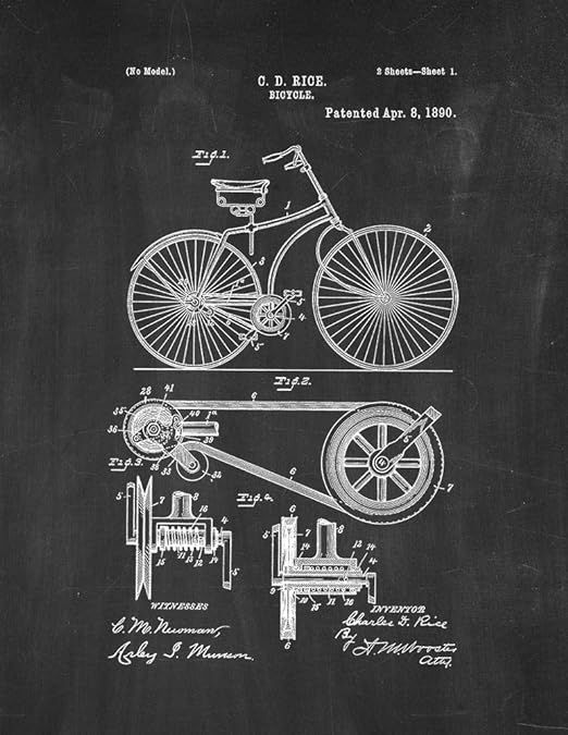 Bicycle Patent Print Chalkboard (16" x 20") M11113 | Amazon (US)